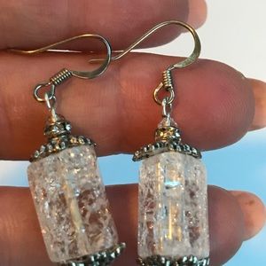 Crackled Quartz or Fire and Ice Quartz Earrings